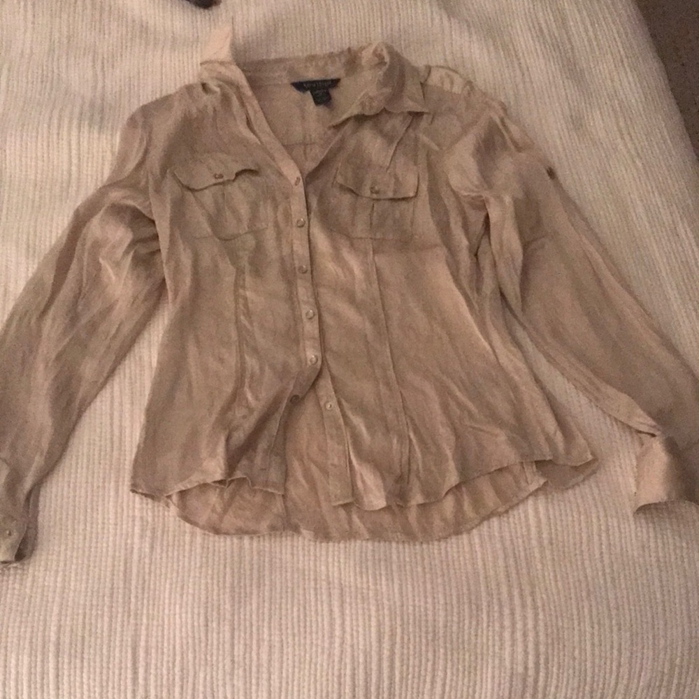 gold silk blouse
